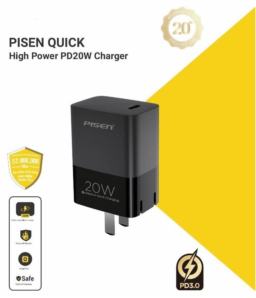 Củ sạc Pisen type C 20W PSD01-C-1