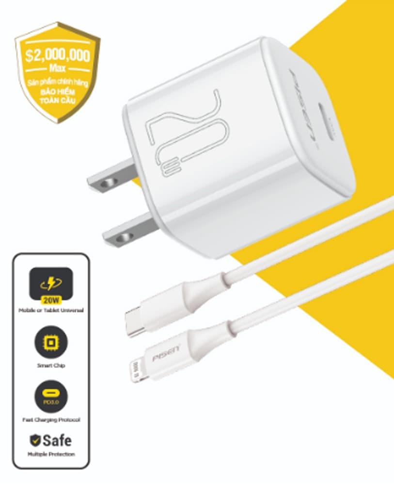Củ sạc Pisen type C 20W TS-C165