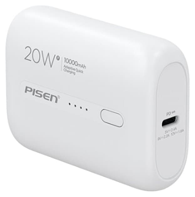 Pin sạc dự phòng Pisen 10.000 mAh QUICK-Power Tiny TS-D304 20W Màu trắng
