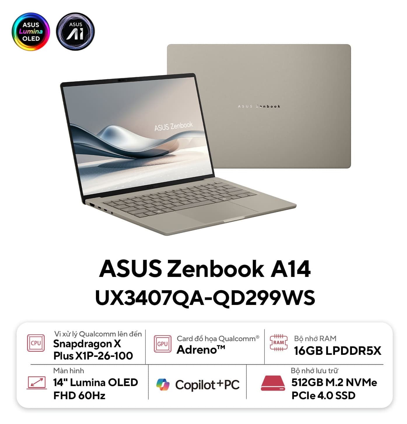 Laptop Asus Zenbook 14 UX3407QA-QD299WS