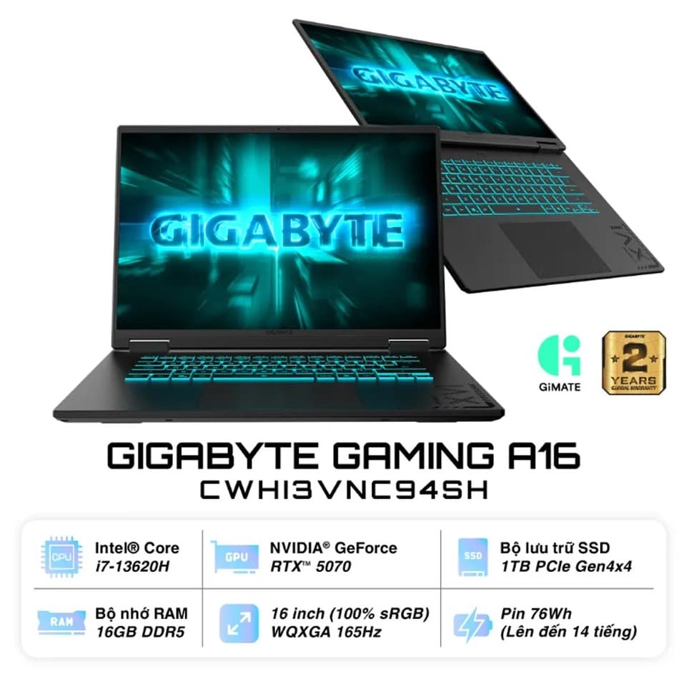 Laptop Gigabyte Gaming A16 CWHI3VNC94SH