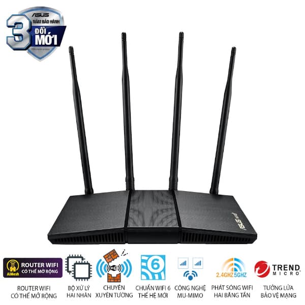 Bộ phát wifi 6 Asus RT-AX1800HP MU-MIMO