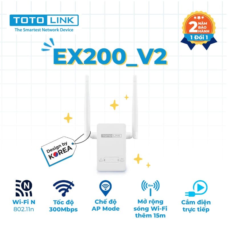 Bộ mở rộng sóng wifi Totolink EX200