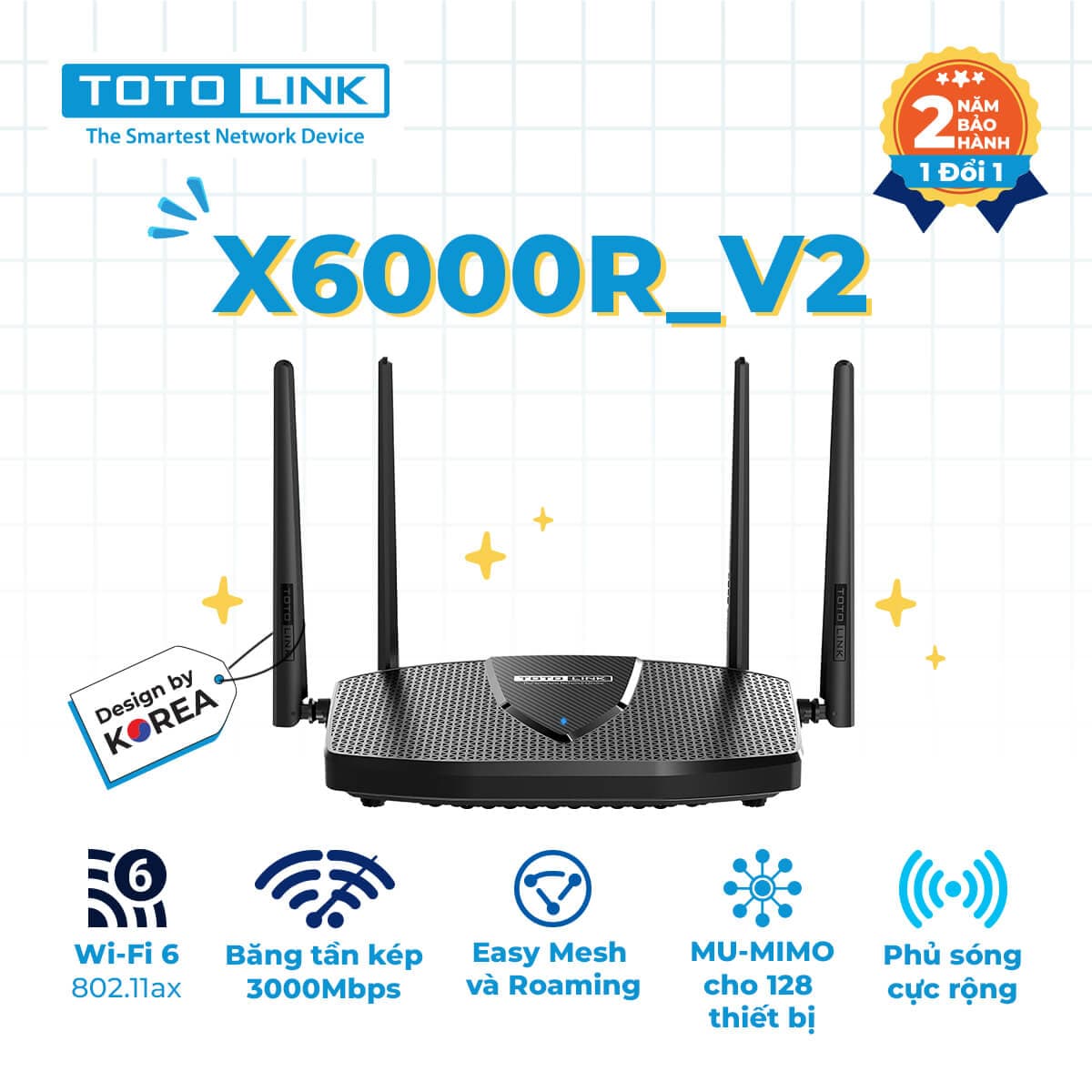 Bộ phát wifi 6 Totolink X6000R MU-MIMO