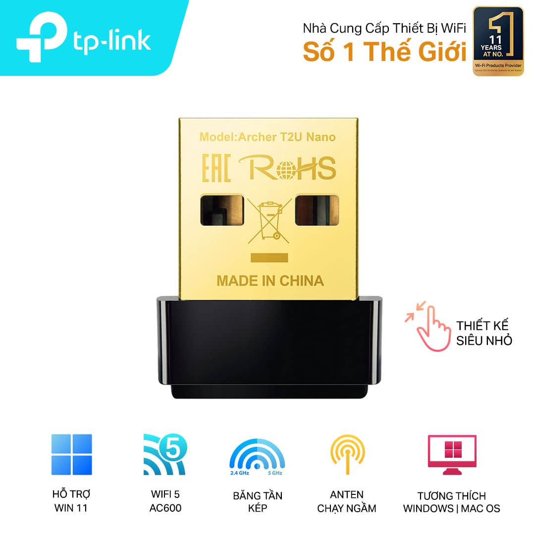 Cạc mạng không dây TP-Link USB Archer T2U Nano