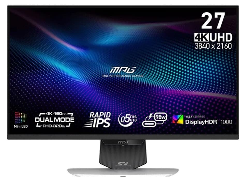 Màn hình gaming MSI MPG 274URDFW E16M (27Inch/ 4K (3840 x 2160)/ 0,5ms/ UHD: 160Hz; FHD: 320Hz/ 400cd/m2/ IPS)