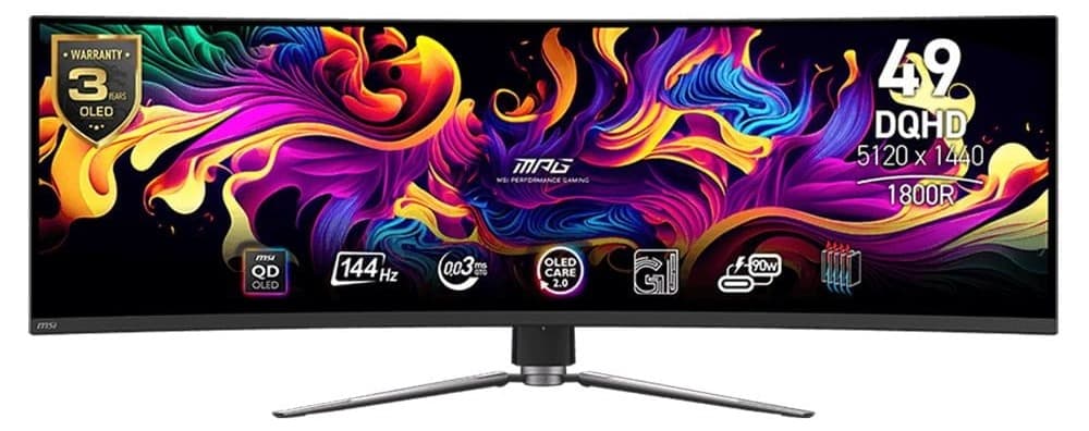 Màn hình cong gaming MSI MPG 491CQP QD-OLED (49Inch/ DQHD (5120×1440)/ 0.03ms/ 144Hz/ 250cd/m2/ OLED)