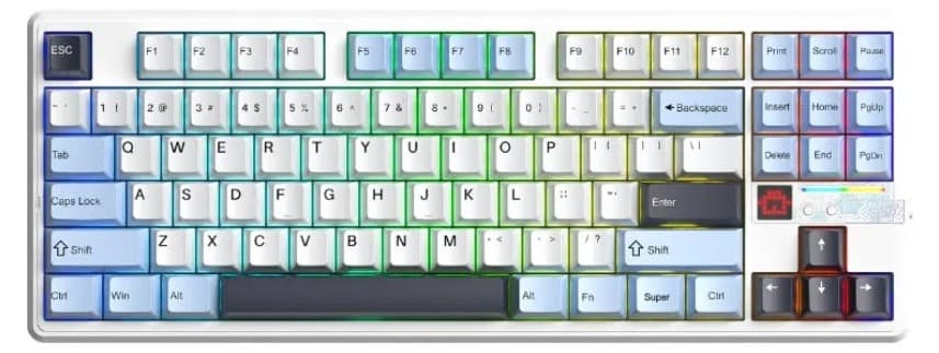 Bàn phím cơ Aula 3 MODE F87 Pro V2 Xanh dương+trắng+tím đậm Star Vector switch