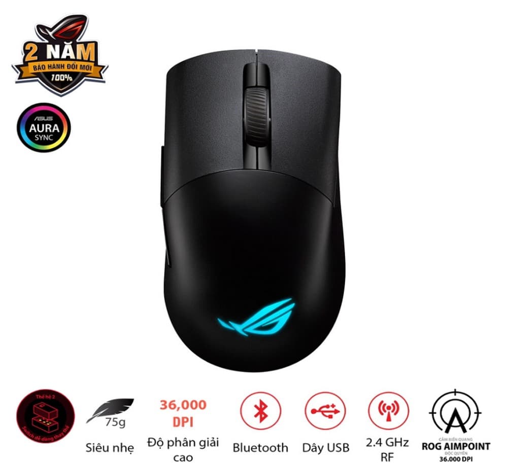 Chuột Gaming không dây Asus Keris Wireless Aimpoint Black