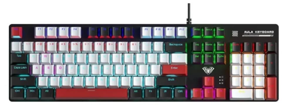 Bàn phím cơ Aula S500 Đen+trắng+đỏ Blue switch