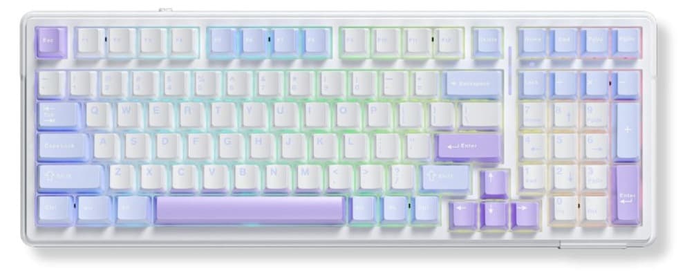 Bàn phím cơ Aula 3 Mode F99 PRO Xanh dương + Trắng + Tím Grey Wood V3 Switch