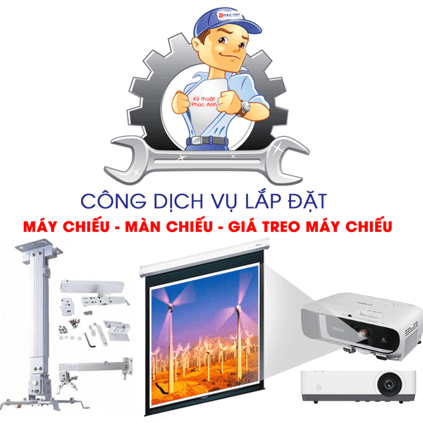 Công dịch vụ lắp đặt màn chiếu từ 70 đến 150 inch