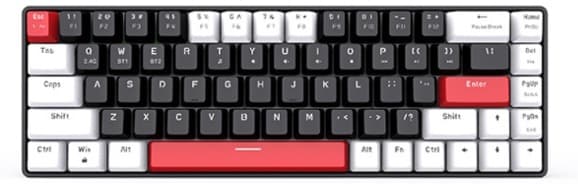 Bàn phím cơ E-Dra không dây EK368L White Black Red Switch