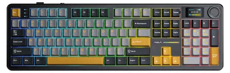 Bàn phím cơ Aula 3 MODE F108 PRO Đen + xám + vàng Reaper switch