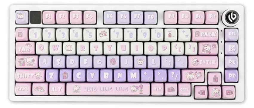Bàn phím cơ LEOBOG Hi75 Hồng + trắng + tím Lilig Nimbus V3 switch