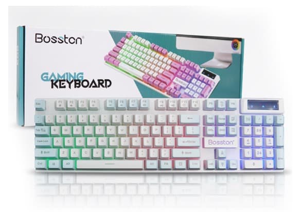 Bàn phím giả cơ Bosston 803 Led đa màu – Trắng Xanh